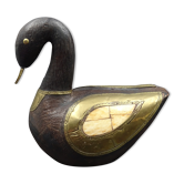 Wooden and brass swan