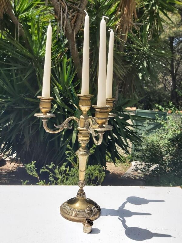 Bougeoir bronze 3 branches 4 feux
