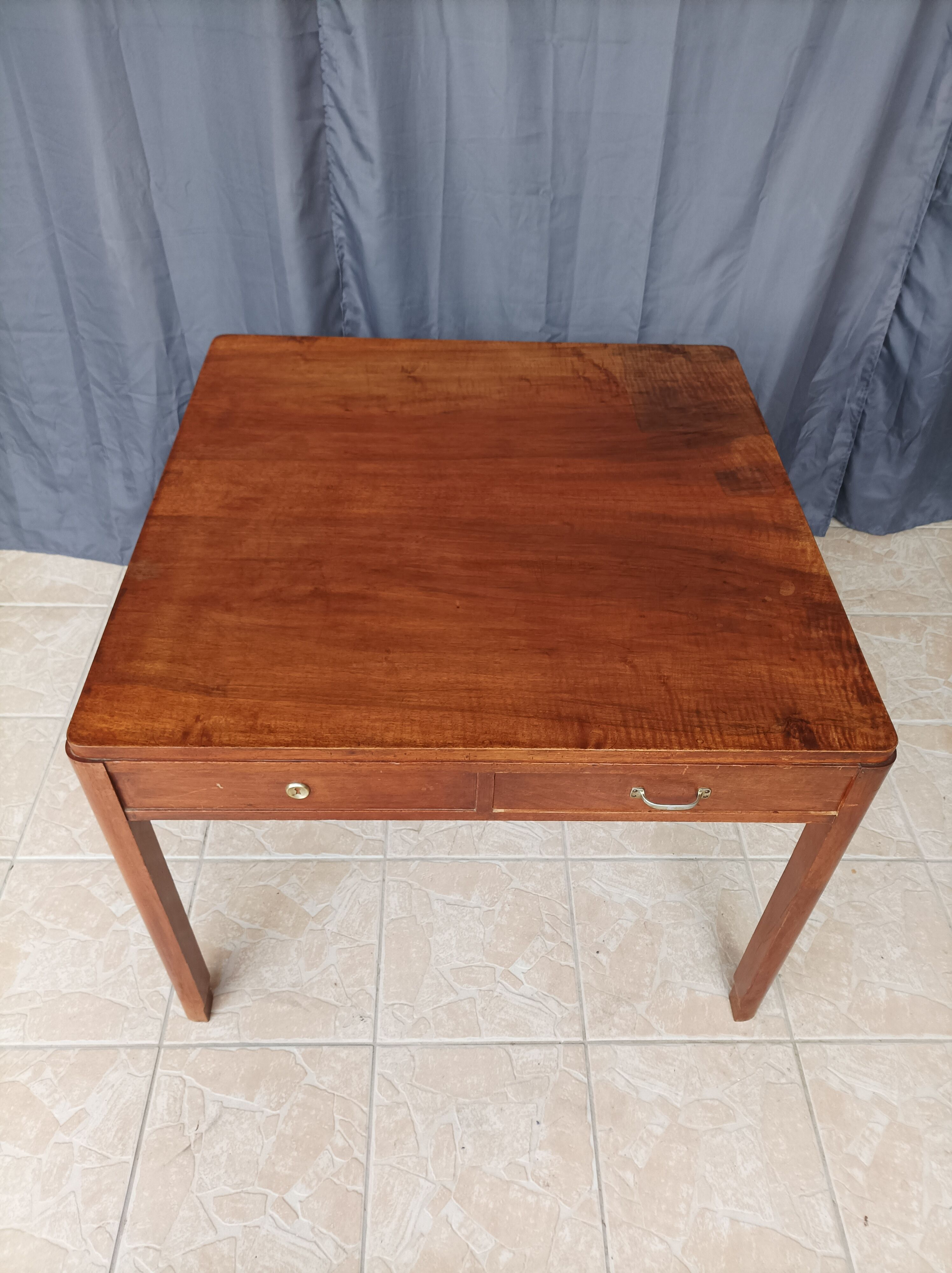 Vintage walnut table with 2 drawers