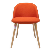 Red Fabric Chair with Wooden Legs