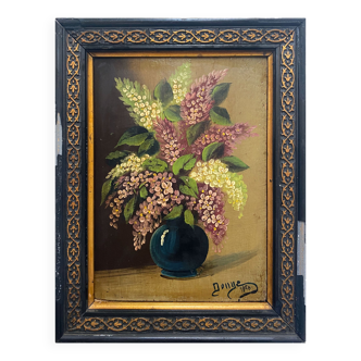 Tableau HSP "Bouquet de Lilas" signé 1870 + cadre