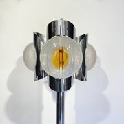 Lampadaire chromé 3 globes soufflés en verre de murano
