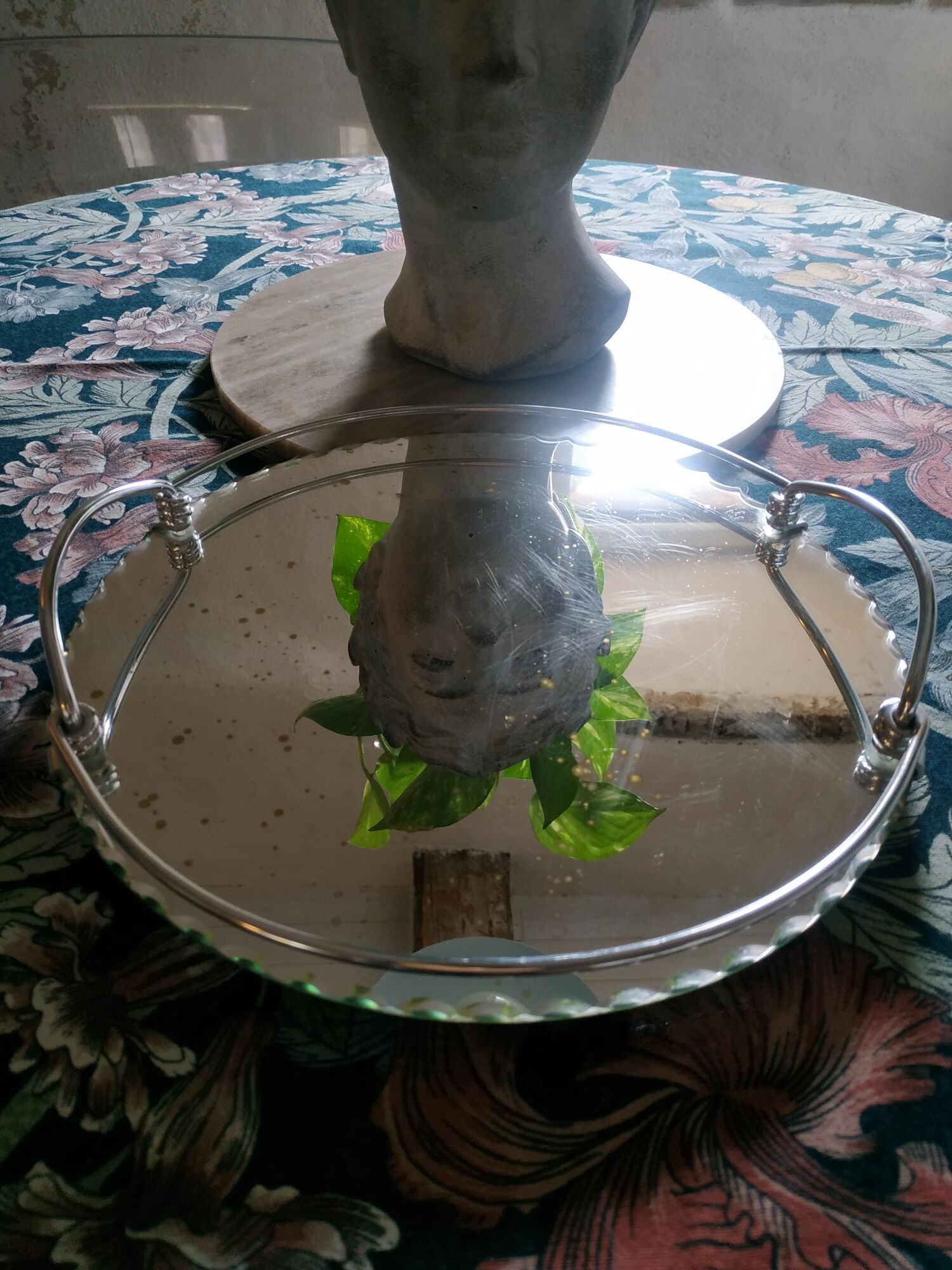 Round mirror top art deco beveled 30s