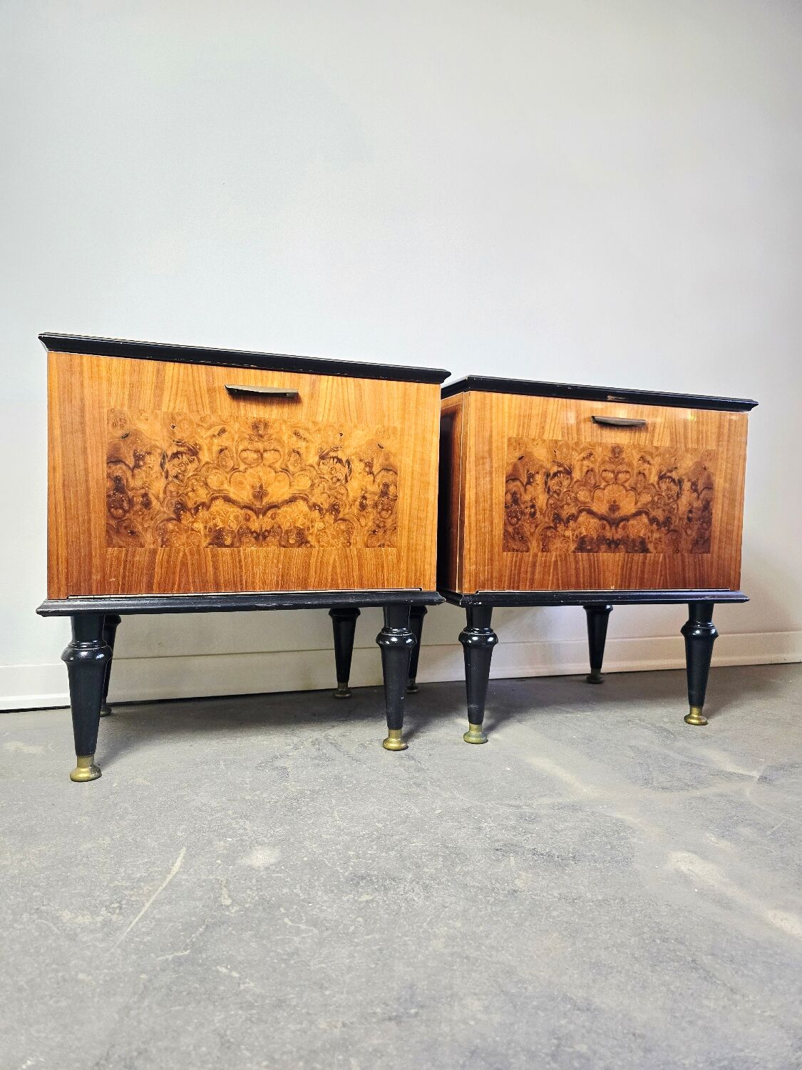 60s Burl Wood Nightstand 1 of 2