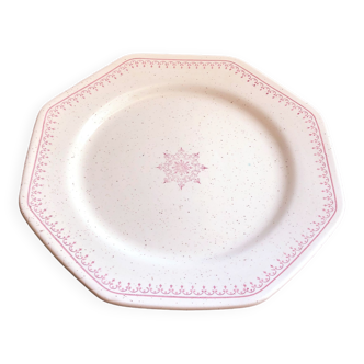Old pink speckled beige dessert plate from the Dentelle St Amand collection