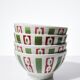 4 coffee bowls made of Badonviller earthenware, Art Deco decor from the vintage 1940s-1950s.
