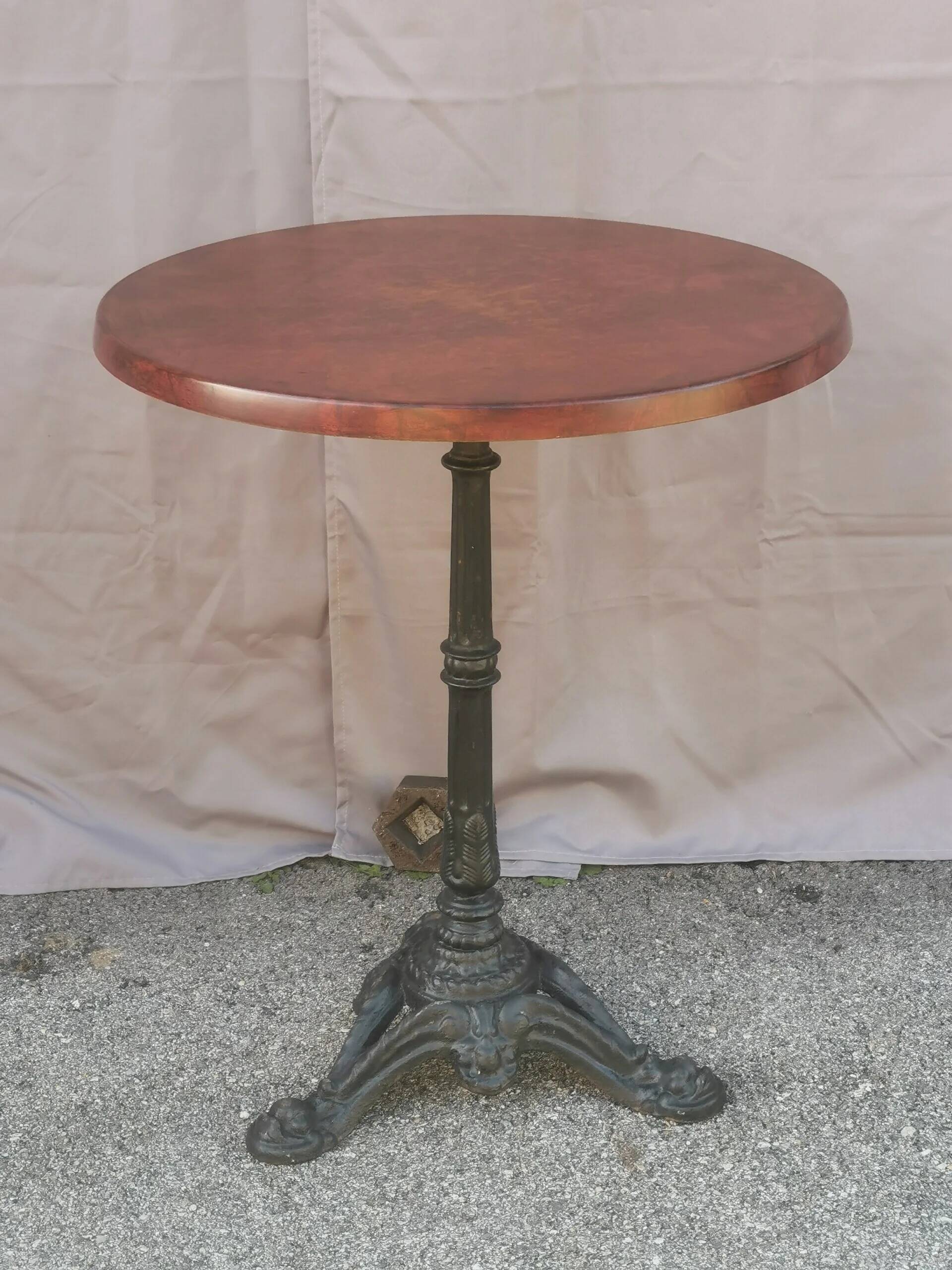 Vintage bistro side table with brown top