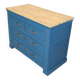 Commode ancienne bleue et dessus chêne