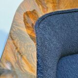 Biedermeier Sofa in Walnut Veneer & Black Teddy Fabric, Vienna, Austria, 1825