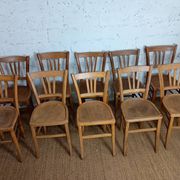 Ensemble de 10 chaises bistrot années 1950-60 vintage Luterma