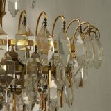 Lustre en laiton et cristal du milieu du siècle de Palwa