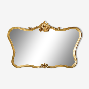 Miroir de style Louis XV en bois doré à la feuille d'or 102 x 66 cm