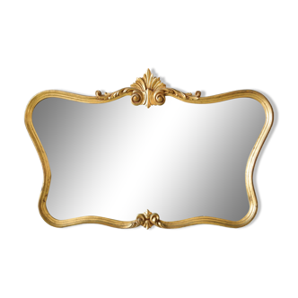 Miroir de style Louis XV en bois doré à la feuille d'or 102 x 66 cm