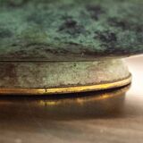 Fruit holder in oxidised brass with floral decoration, Italy 1940s