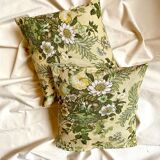 Coussin en coton imprimé vert et beige 40 cm