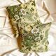 Green and beige printed cotton cushion 40 cm