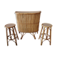 Bar et tabourets en rotin des années 50/60