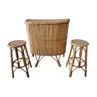 Rattan bar and stools from the 50s/60s