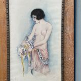 Aquarelle portrait art déco, vers 1930