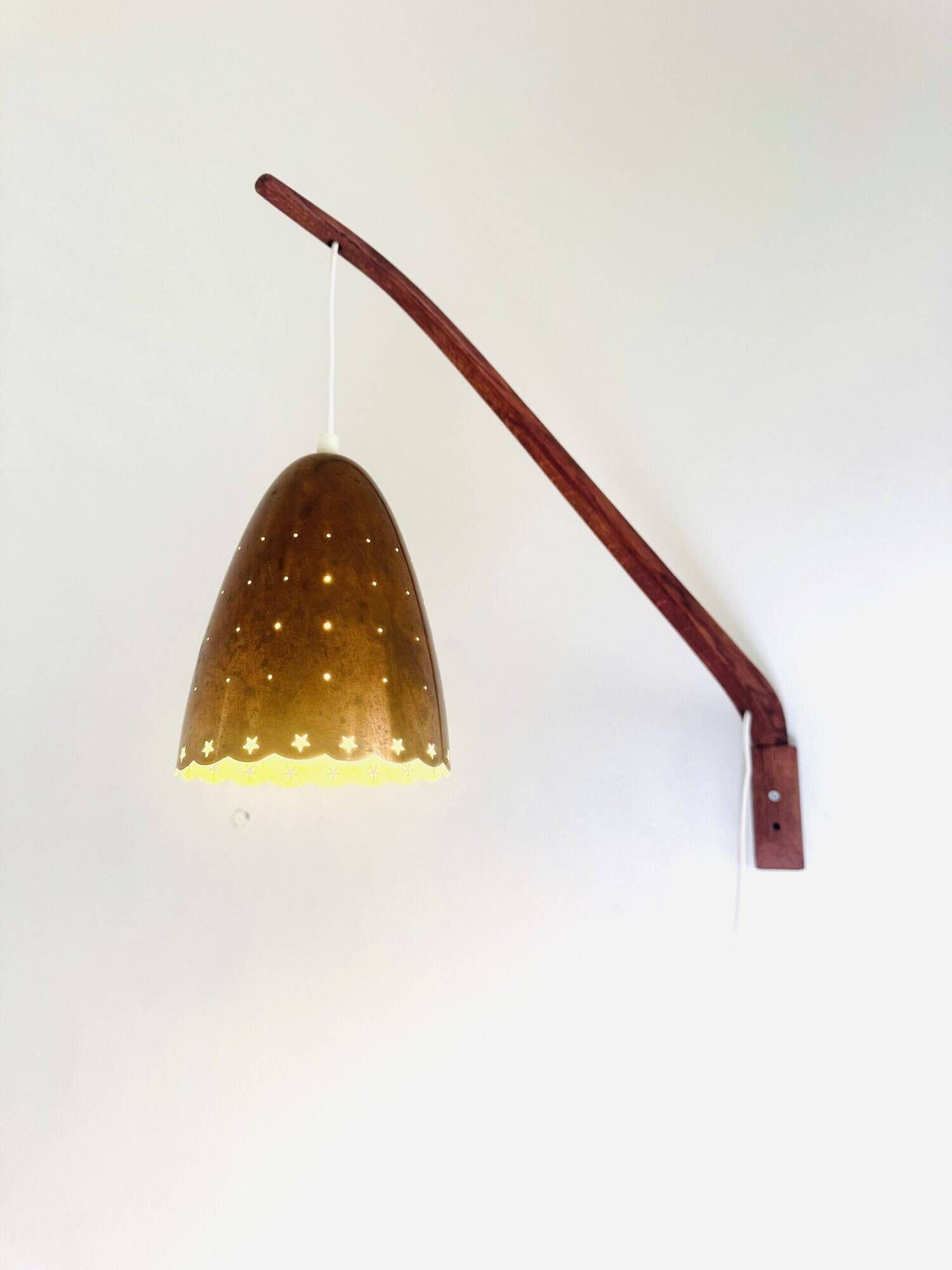 Swivel-Arm Perforated Brass Wall Lamp By Hans-Agne Jakobsson For Markaryd, Sweden, 1960S