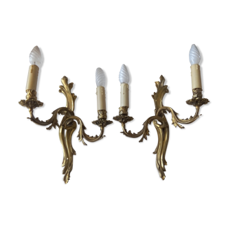 Pair of wall lamps Gilded bronze