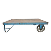 Table basse, chariot de café industriel bleu, années 1960