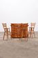Brutalist mid-century wooden bar with 3 bar chairs, 1970s
