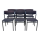 Set of 6 Gijs Van Der Sluis chairs in aubergine fabric with grey steel legs, 70s Netherlands