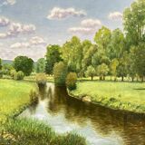 Green landscape signed