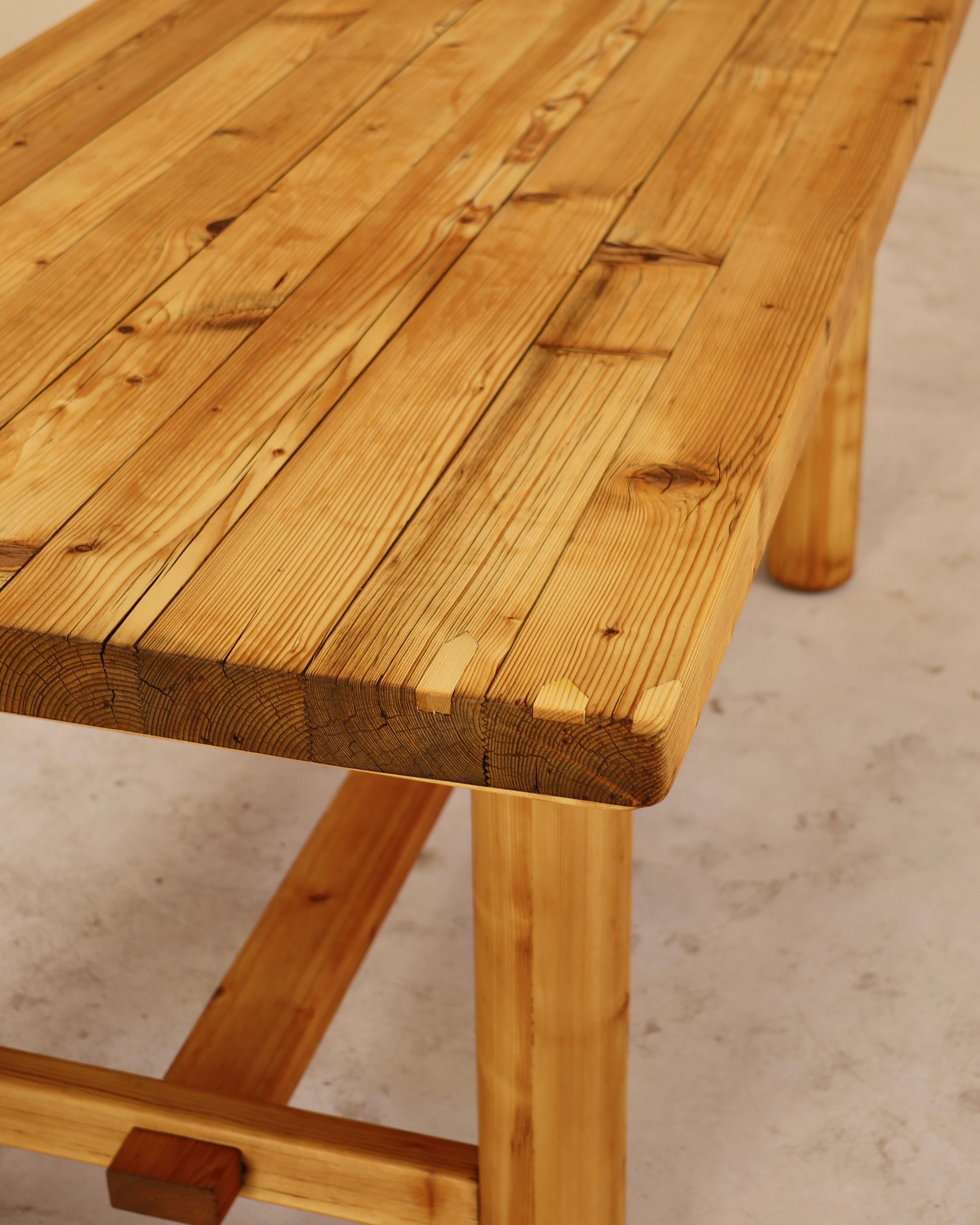 Solid pine table, attributed to Georges Robert, France, 1960s.