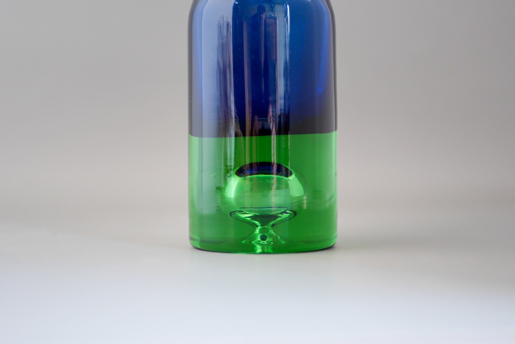 Mid-century modern Scandinavian bright blue and emerald green glass vase from Borgström Åseda, Sweden
