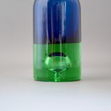 Mid-century modern Scandinavian bright blue and emerald green glass vase from Borgström Åseda, Sweden