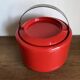 Stelton Denmark ice bucket in red ABS, Space Age pop 1960.
