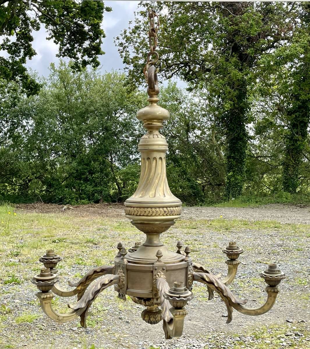 Lustre en bronze fin XIXème 6 feux
