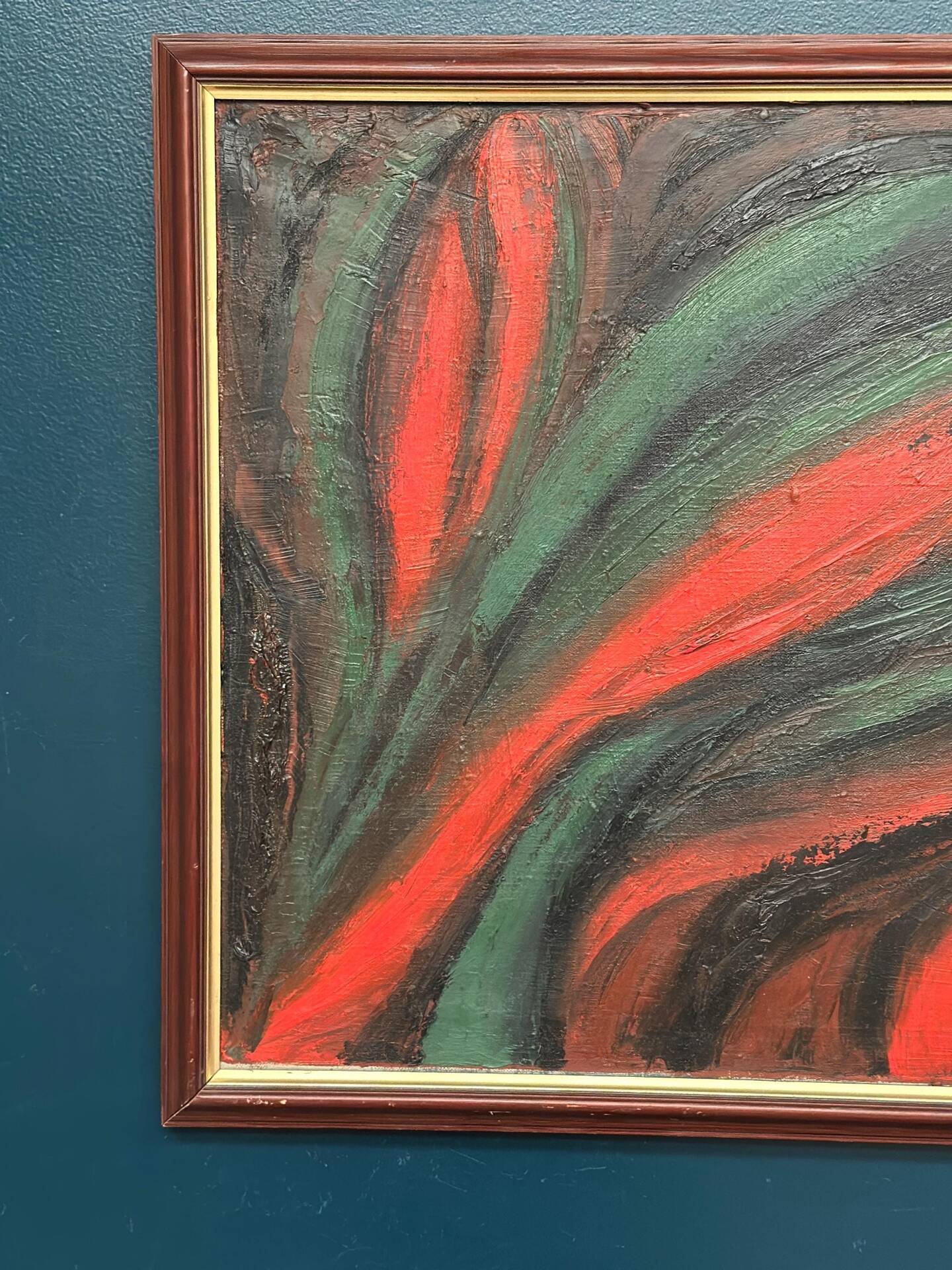 Original Swedish Oil on Canvas – Abstract Expressionist Composition – Vintage & Framed