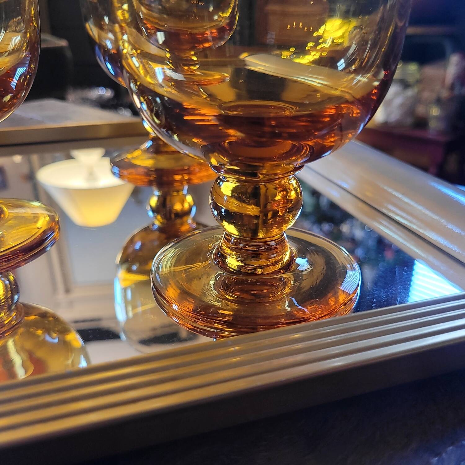 Amber glasses, balloon shape 70's