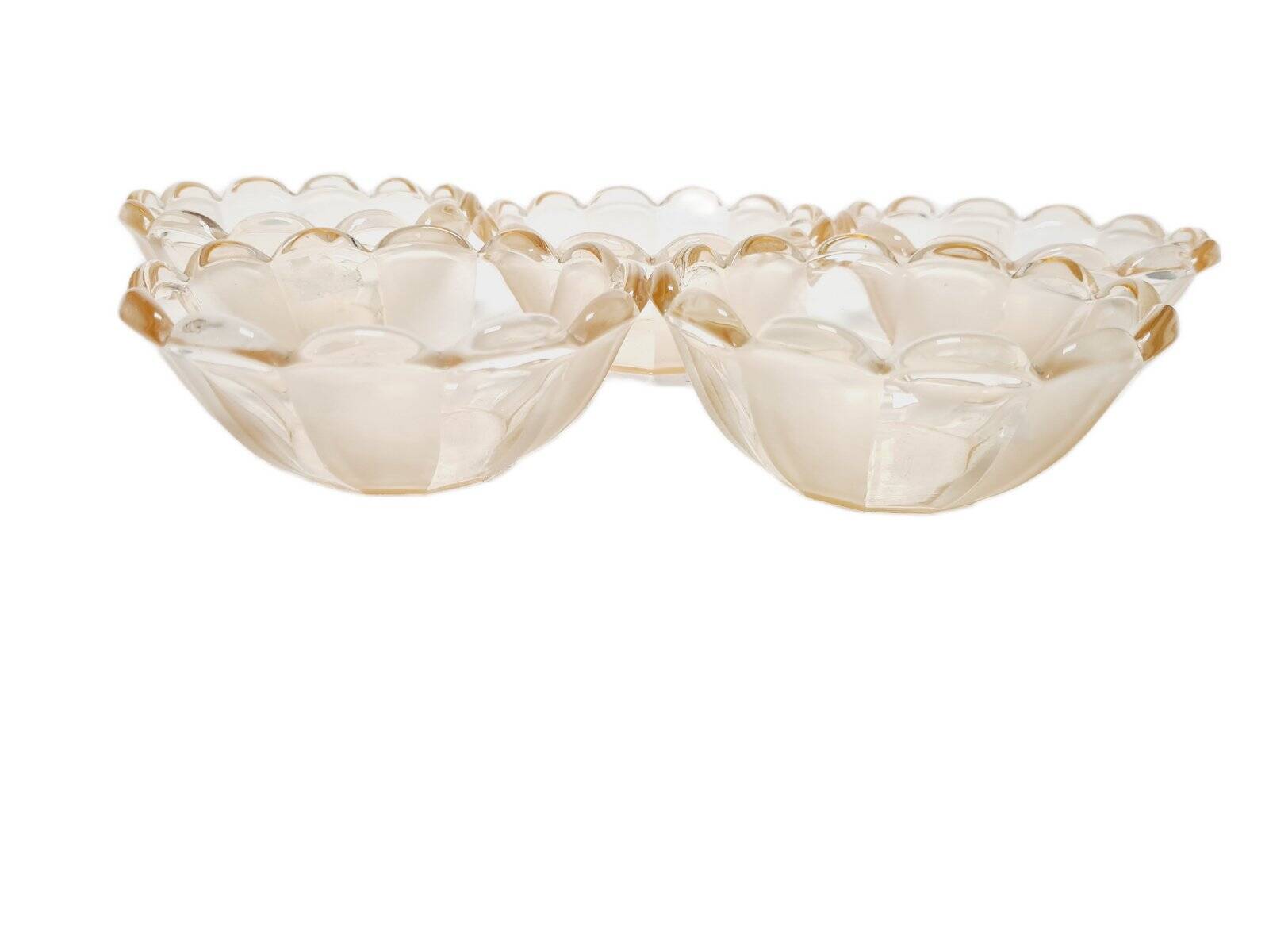Art Deco dessert service from Niemen Glassworks, Poland, 1930s, set of 5