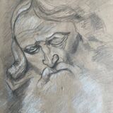 Drawing: portrait of an old man after Titian