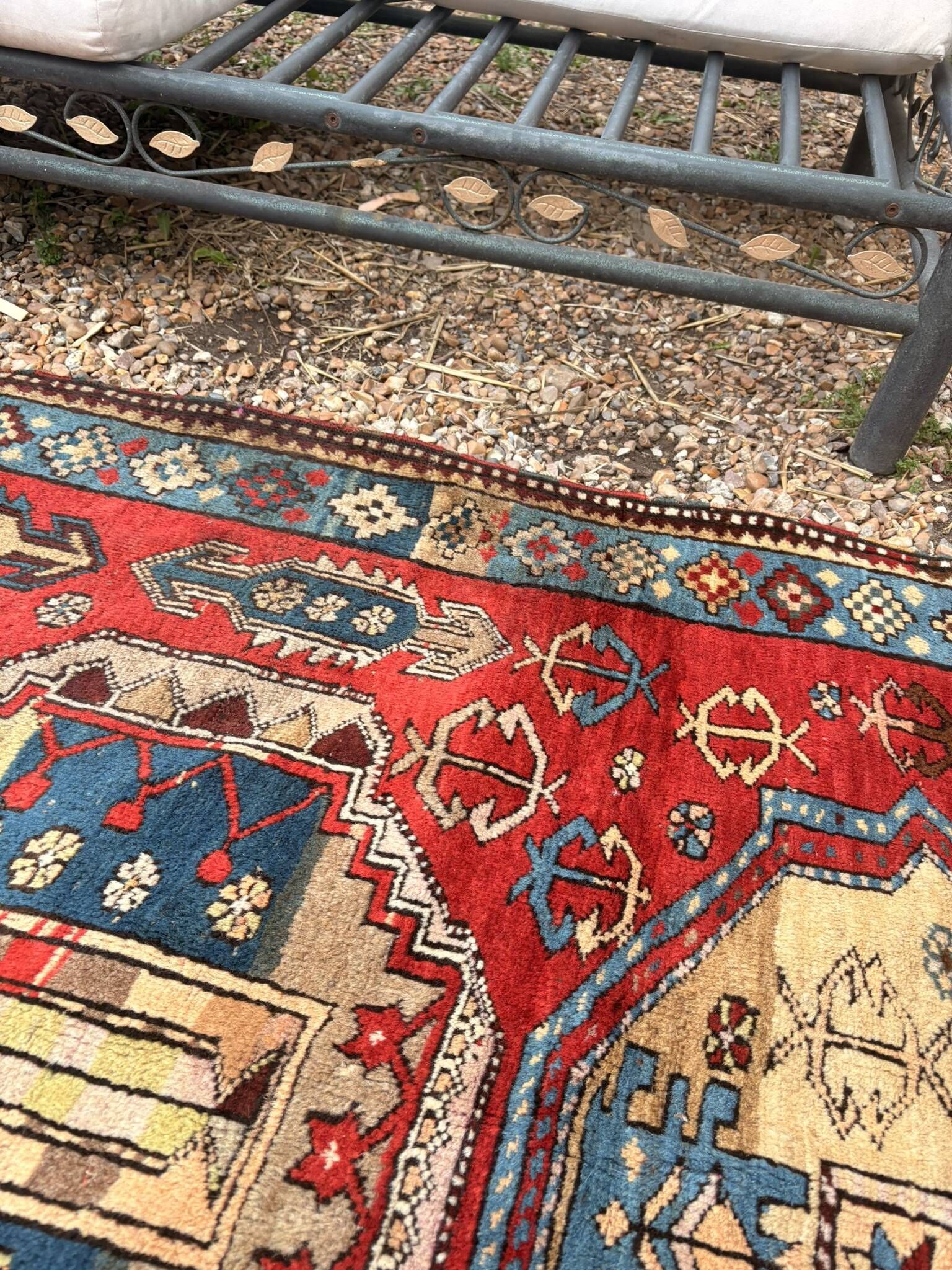Vintage Caucasian Kazak carpet handmade USSR 1950 - wool on wool 255x120