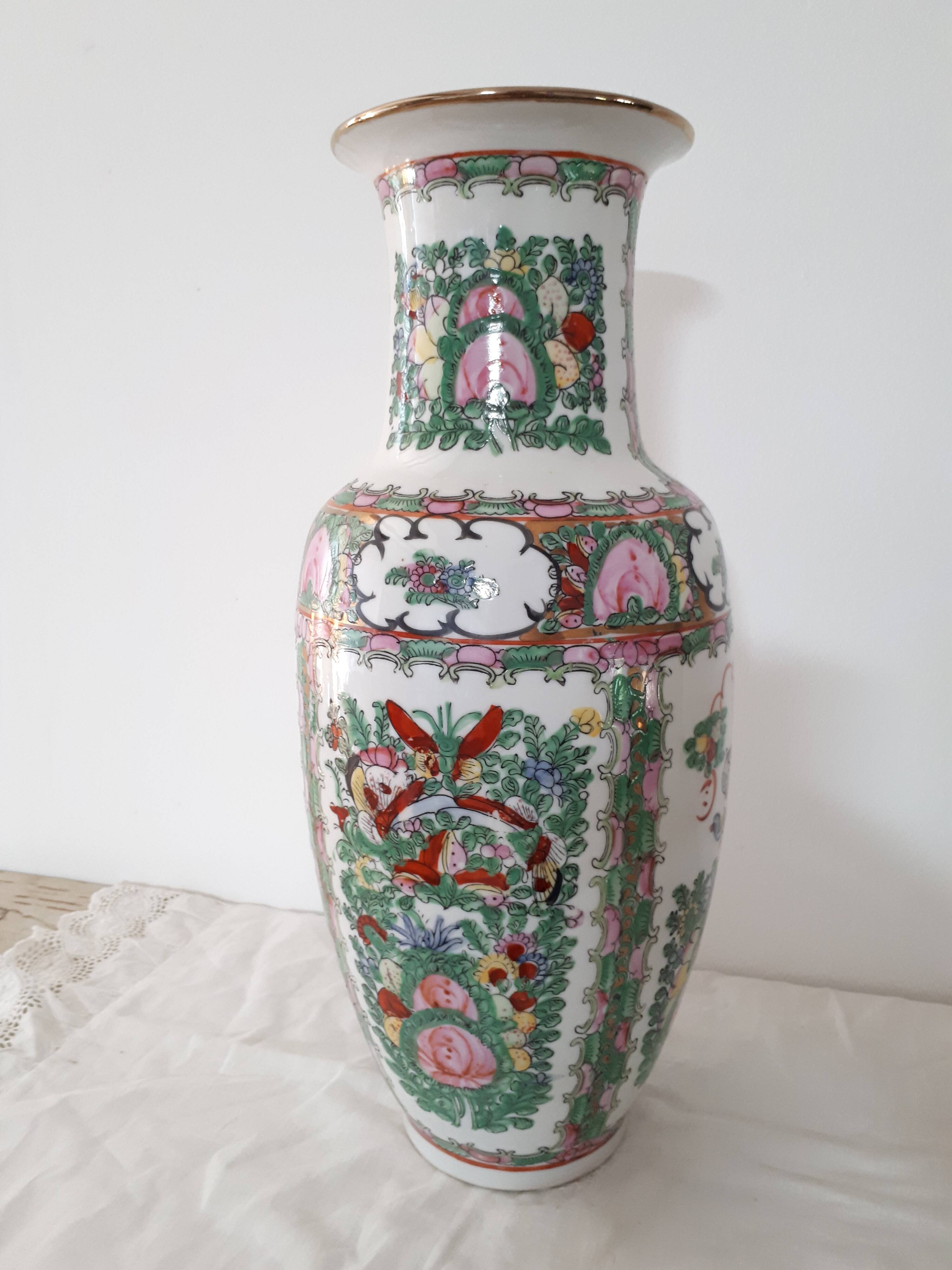 Chinese hand-painted porcelain vase, signed