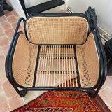 Cane and rattan armchair