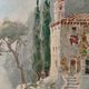 Watercolor painting "Monastery" Italy early XX ° by W. Scotty