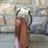 Pink hammered copper coal bucket and porcelain handles