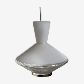 Suspension lamp Diabolo saucer in frosted glass.