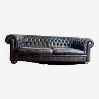 Chaise chesterfield marron chocolat vintage / canapé / canapé