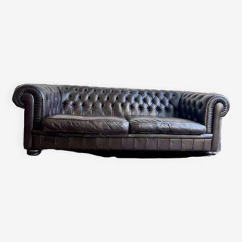 Vintage chocolate brown chesterfield chair / sofa / sofa