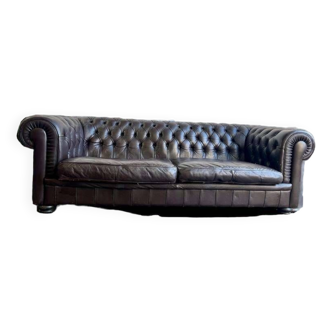 Vintage chocolate brown chesterfield chair / sofa / sofa