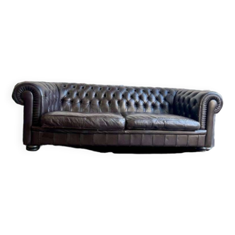 Chaise chesterfield marron chocolat vintage / canapé / canapé