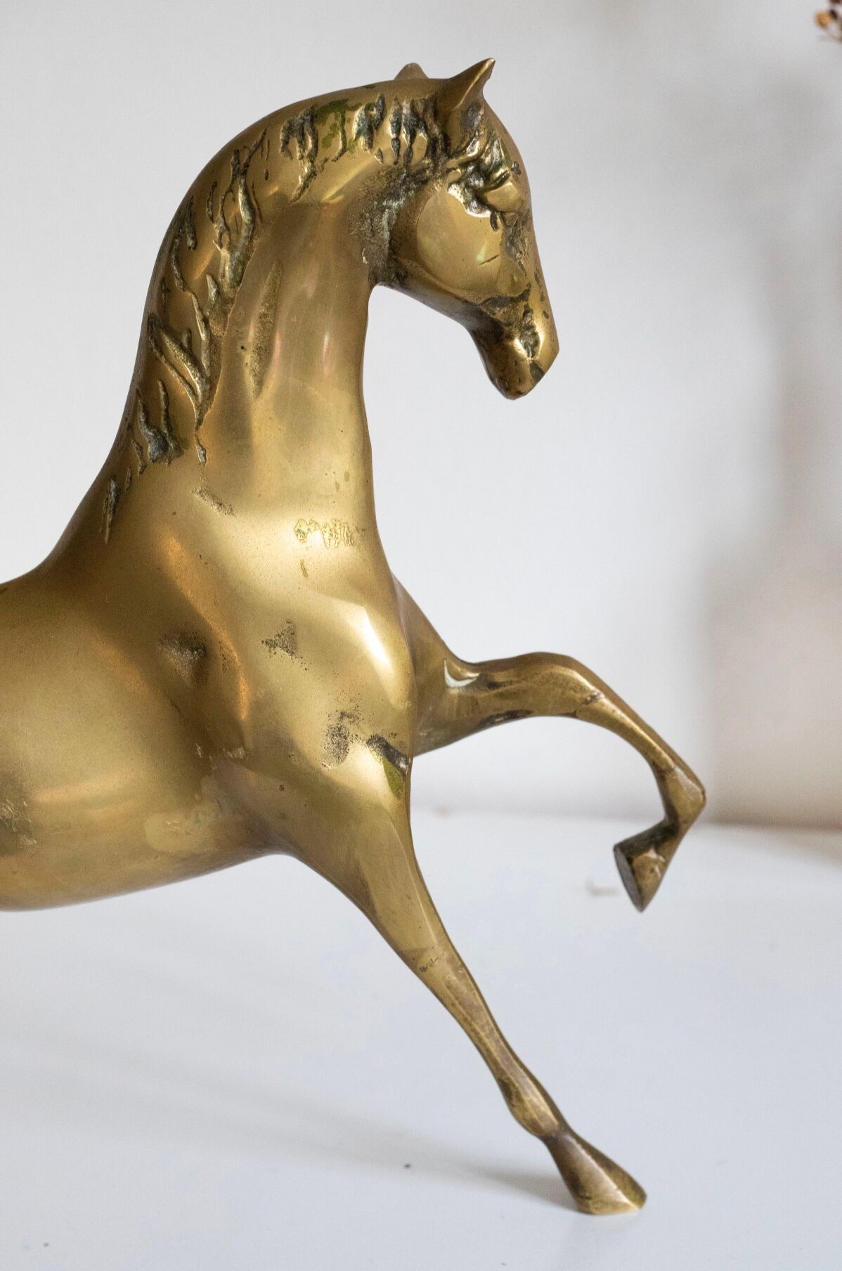 Vintage golden brass horse