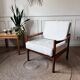 Scandinavian armchair in white fabric